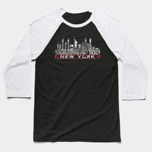 New York Baseball Team All Time Legends, New York City Skyline Baseball T-Shirt